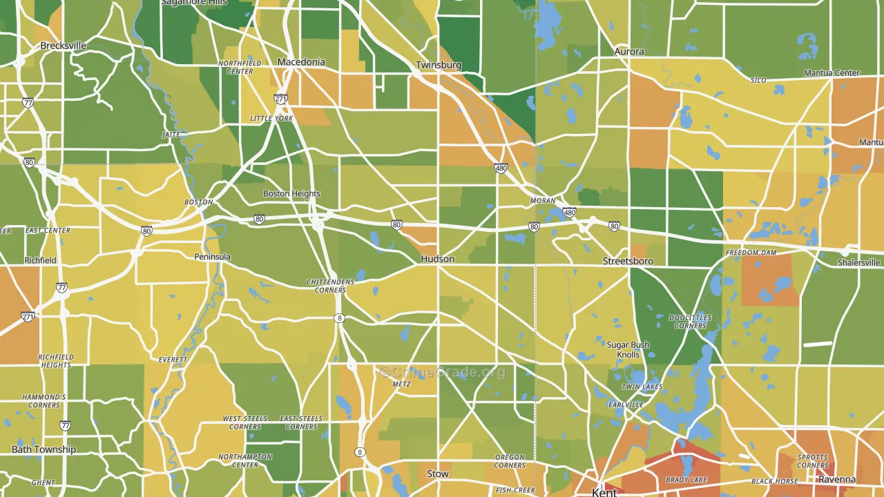 Hudson, OH Map of Burglary Rates