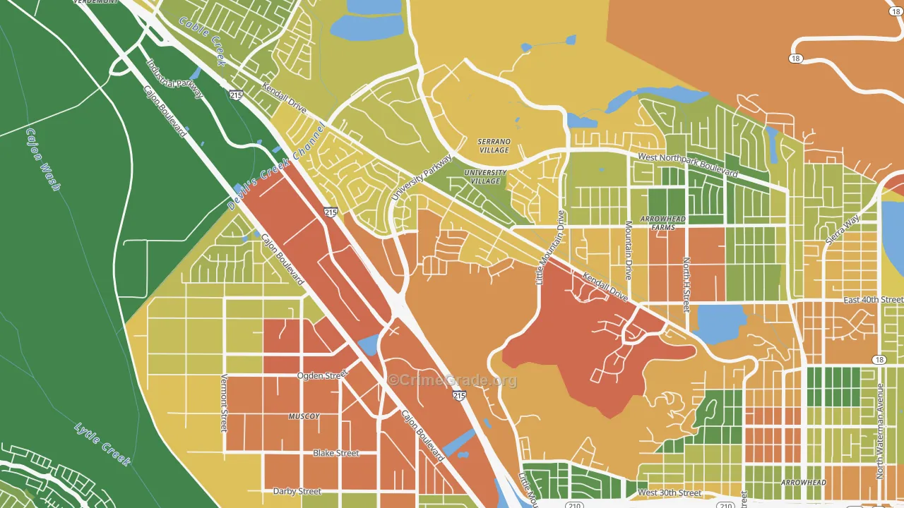 Hudson, San Bernardino, CA Map of Burglary Rates