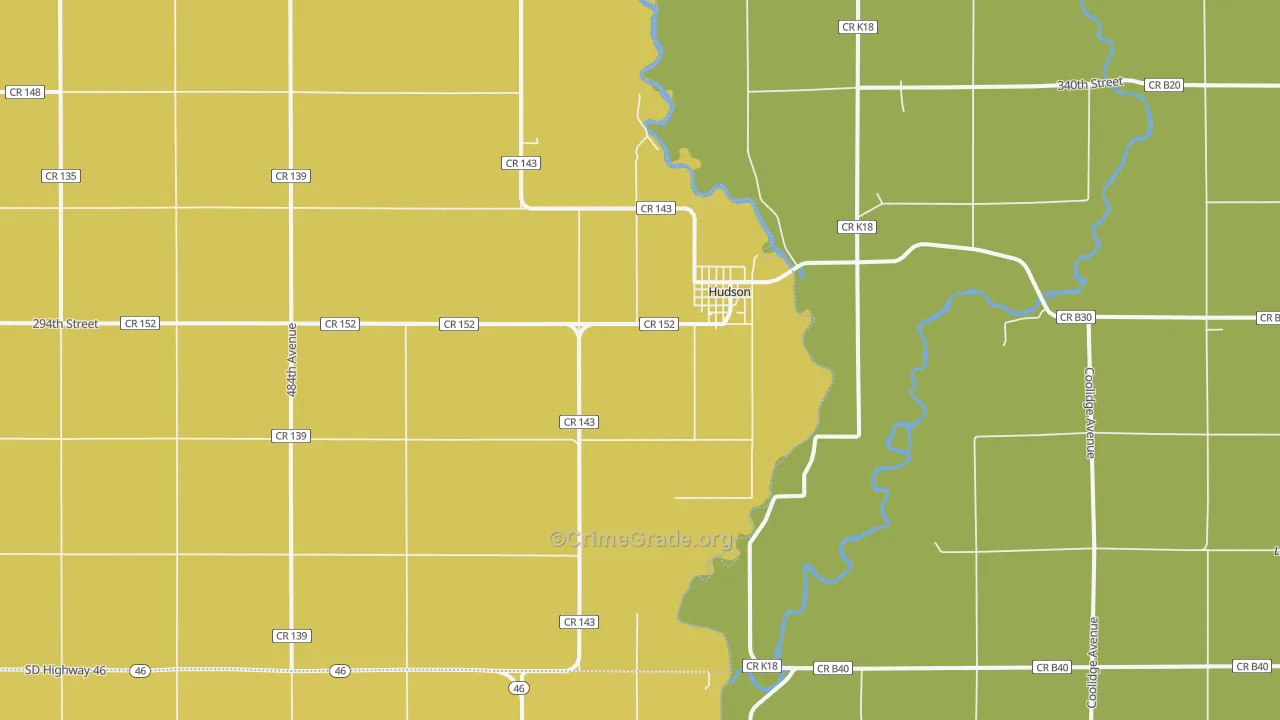 Hudson, SD Map of Burglary Rates