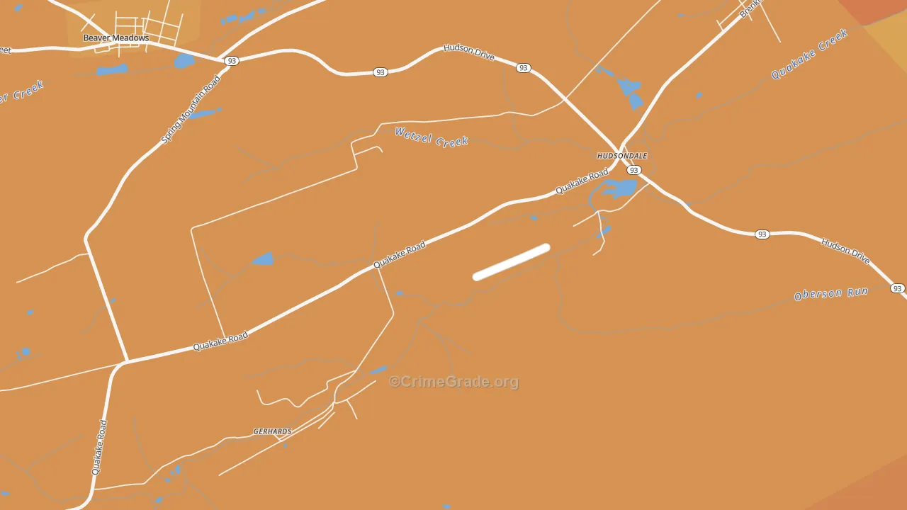 Hudsondale, PA Map of Burglary Rates