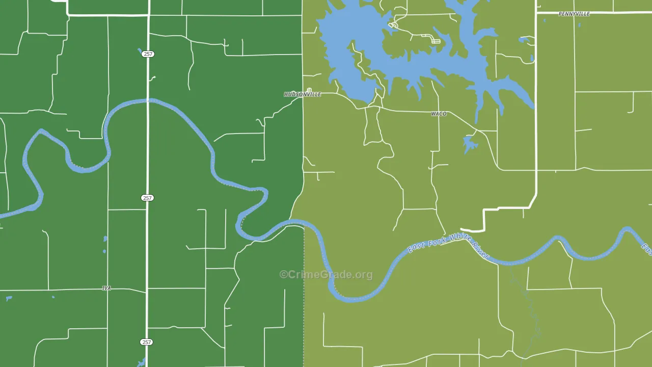 Hudsonville, IN Map of Burglary Rates