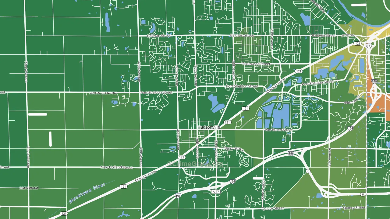 Hudsonville, MI Map of Burglary Rates