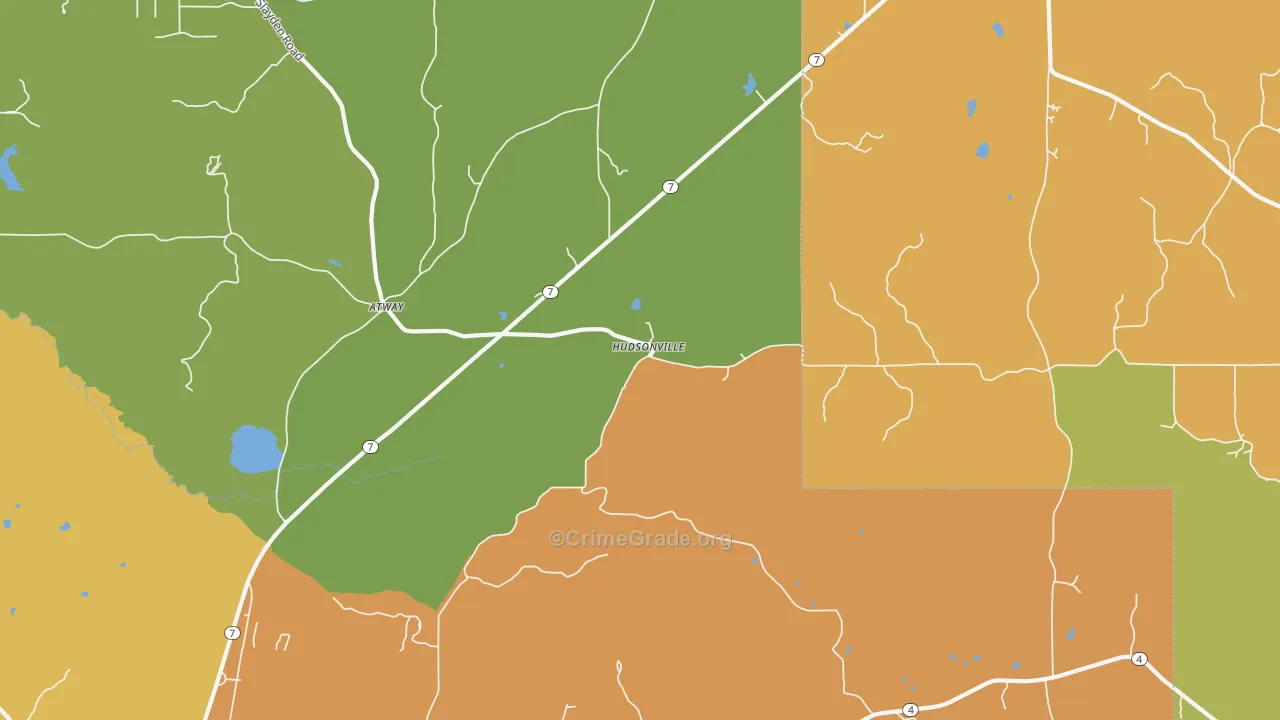 Hudsonville, MS Map of Burglary Rates