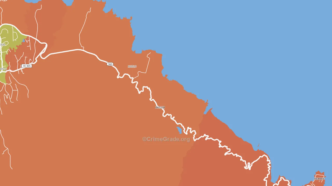 Huelo, HI Map of Burglary Rates