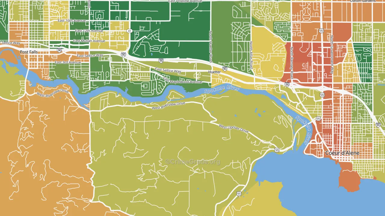 Huetter, ID Map of Burglary Rates