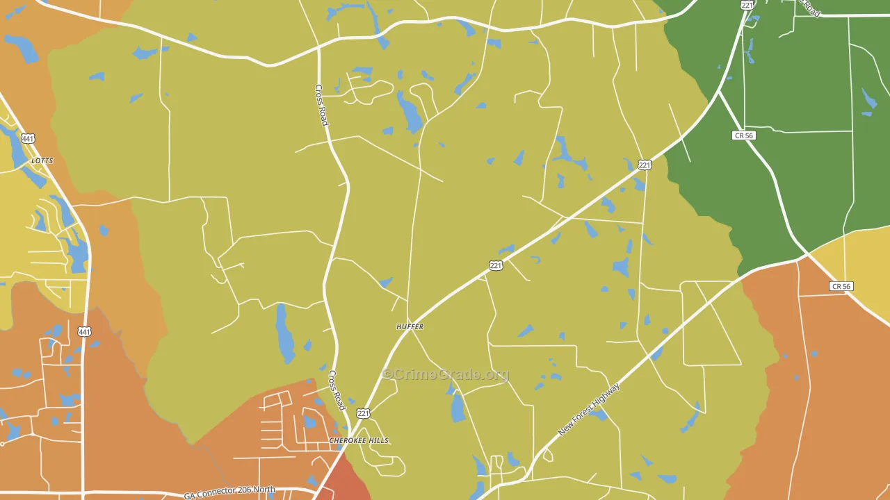 Huffer, GA Map of Burglary Rates