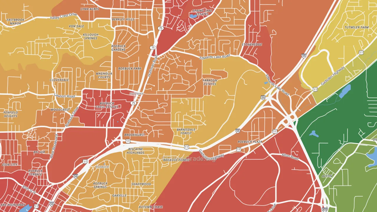 Huffman, Birmingham, AL Map of Burglary Rates