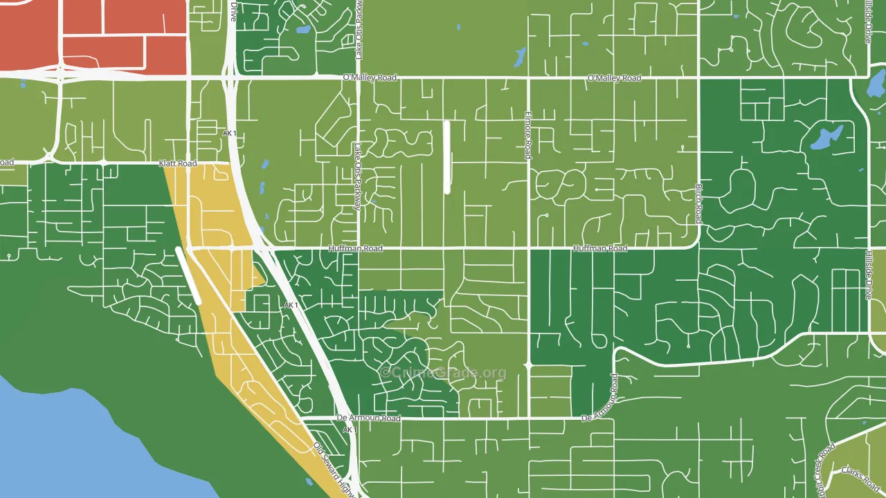 Huffman-O'Malley, Anchorage, AK Map of Burglary Rates