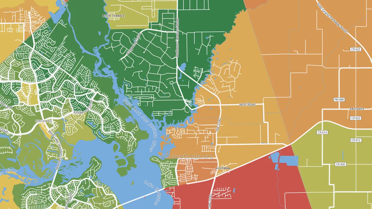 Huffman, TX Map of Burglary Rates