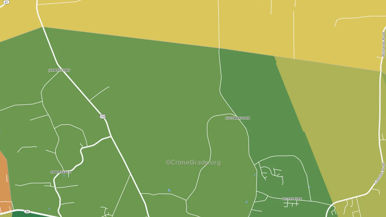 Huffmantown, NC Map of Burglary Rates