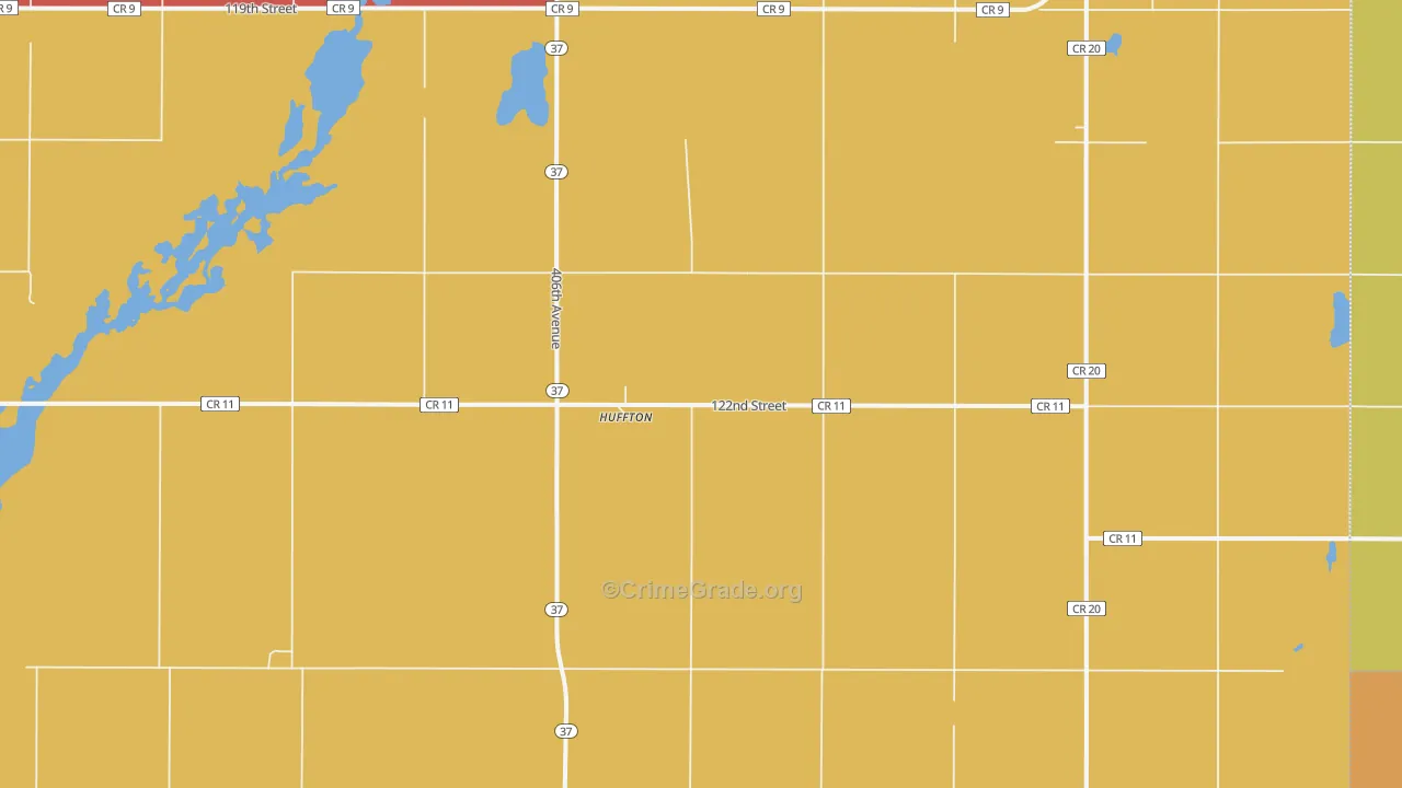 Huffton, SD Map of Burglary Rates