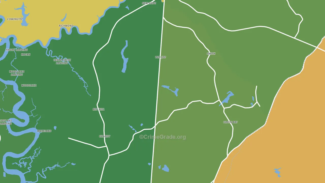 Huger, SC Map of Burglary Rates