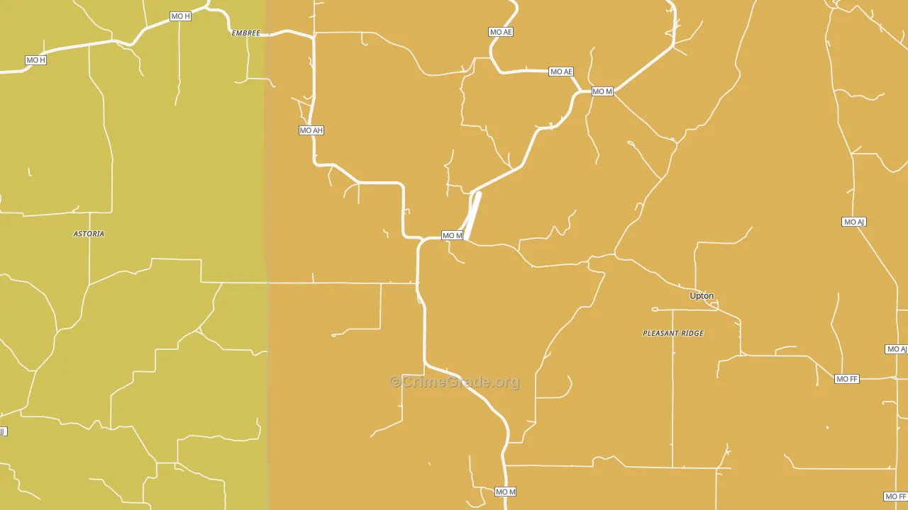 Huggins, MO Map of Burglary Rates