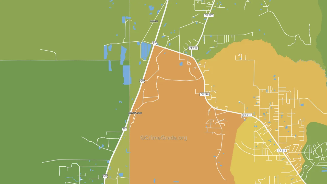 Hugh, FL Map of Burglary Rates