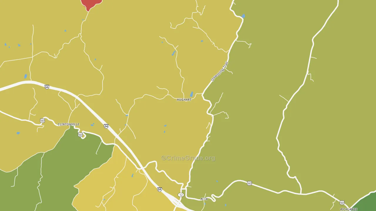 Hughart, WV Map of Burglary Rates