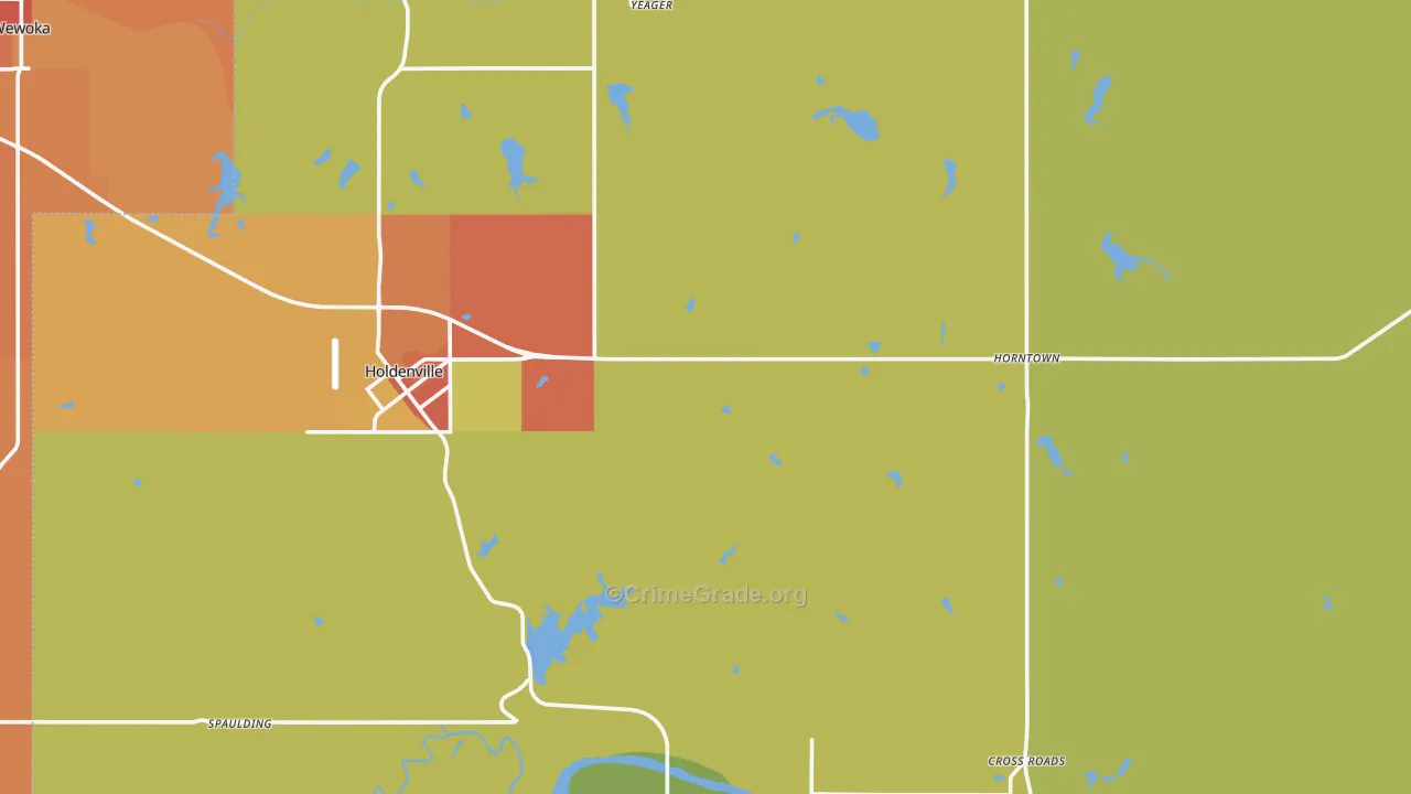 Hughes County, OK Map of Burglary Rates