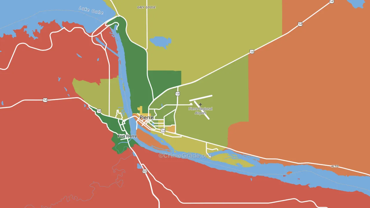 Hughes County, SD Map of Burglary Rates