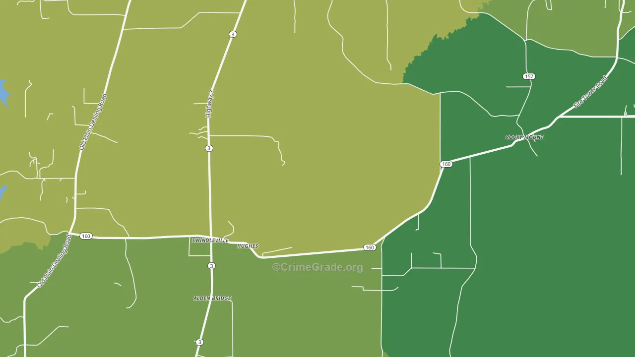 Hughes, LA Map of Burglary Rates