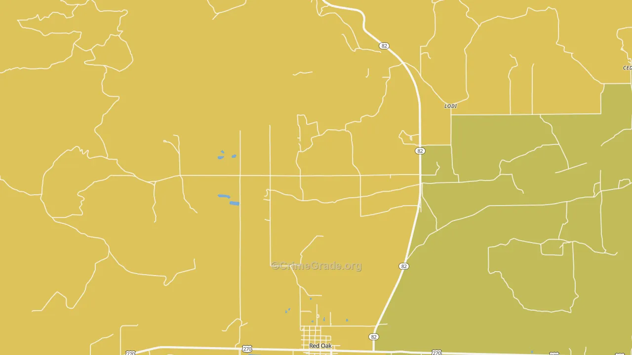 Hughes, OK Map of Burglary Rates