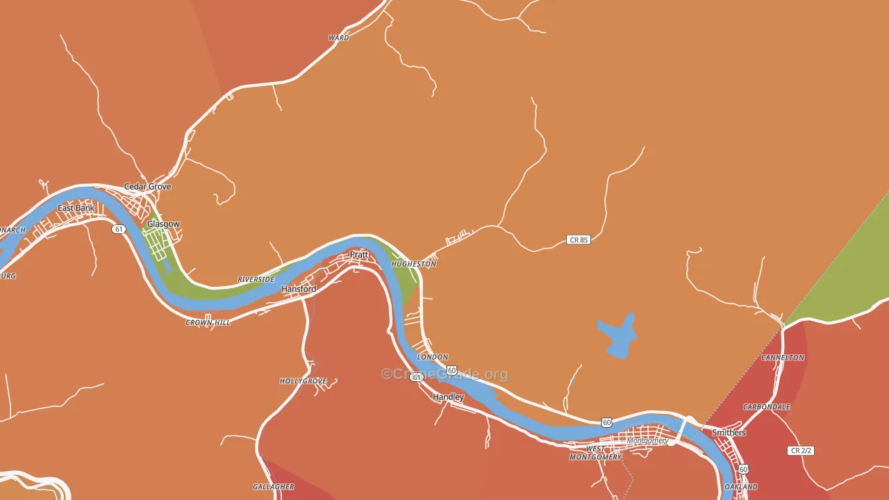 Hugheston, WV Map of Burglary Rates