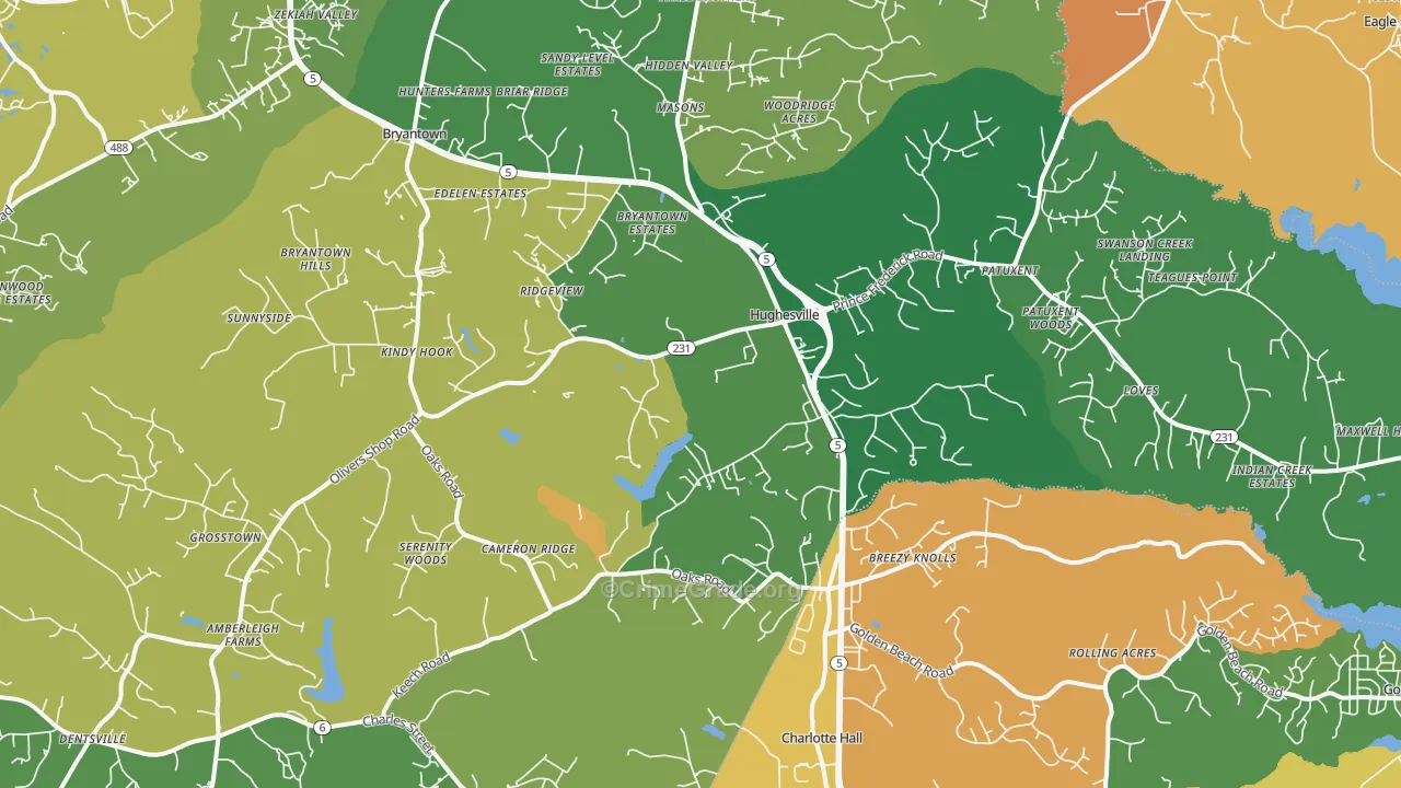 Hughesville, MD Map of Burglary Rates