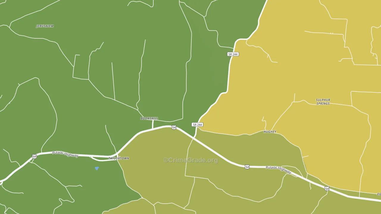 Hughey, TN Map of Burglary Rates