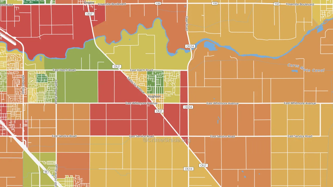 Hughson, CA Map of Burglary Rates