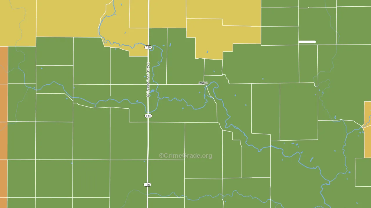 Hugo, IL Map of Burglary Rates