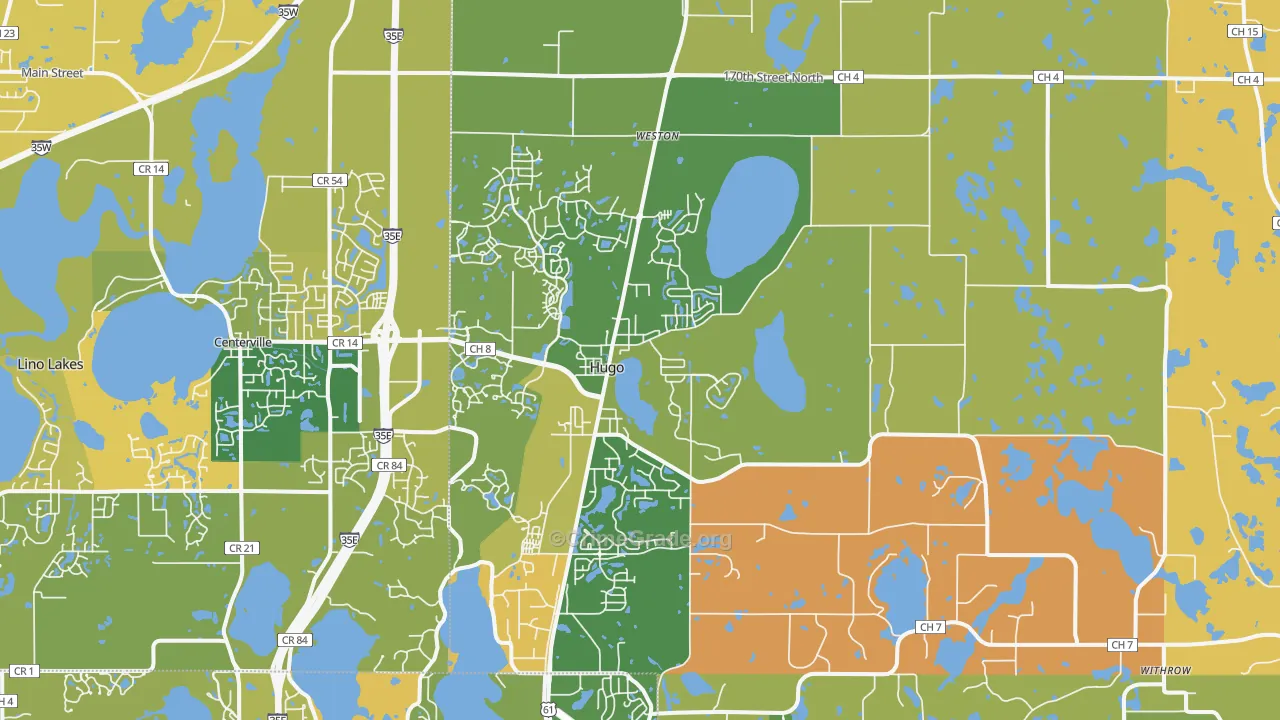 Hugo, MN Map of Burglary Rates