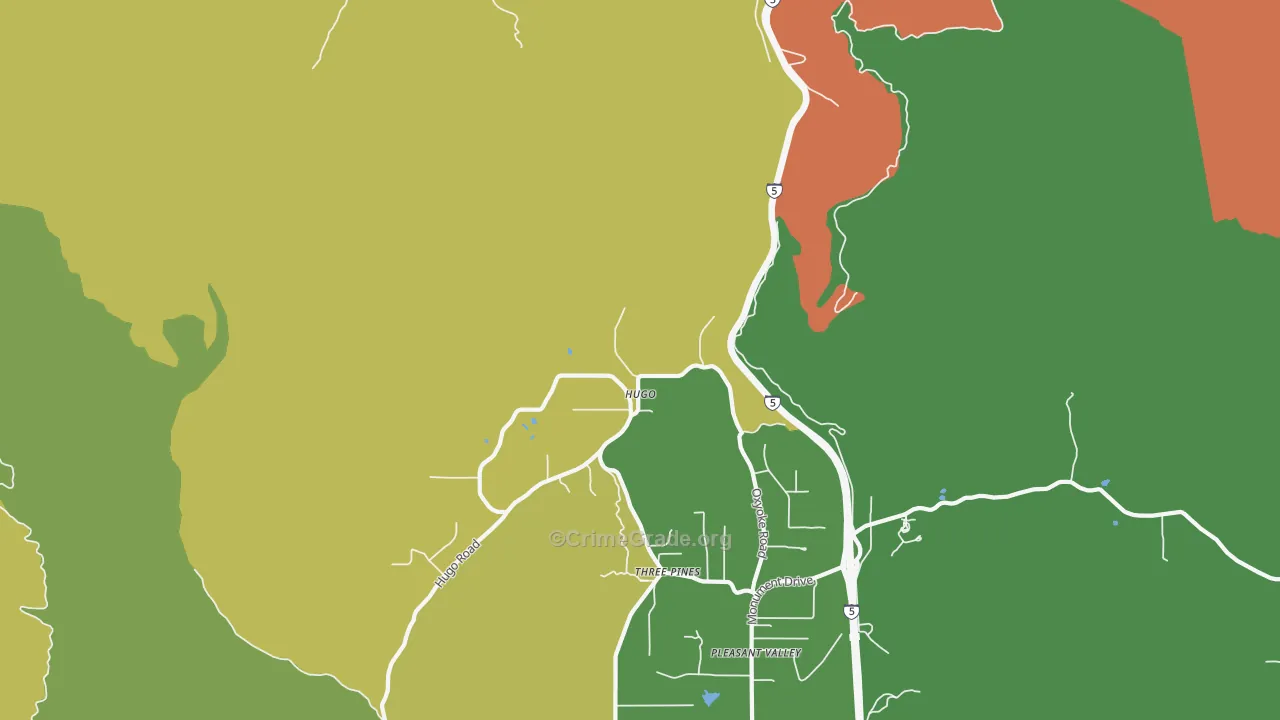 Hugo, OR Map of Burglary Rates