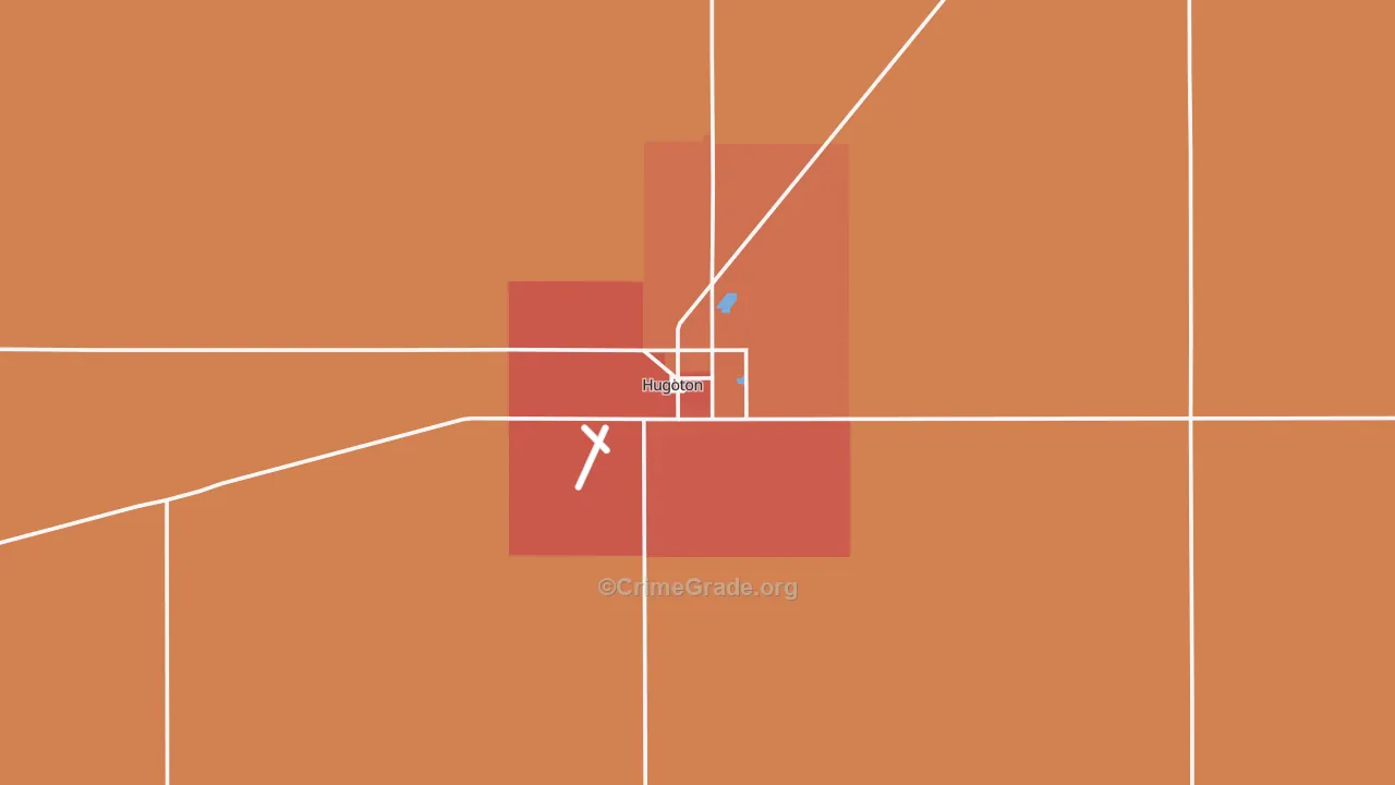 Hugoton, KS Map of Burglary Rates