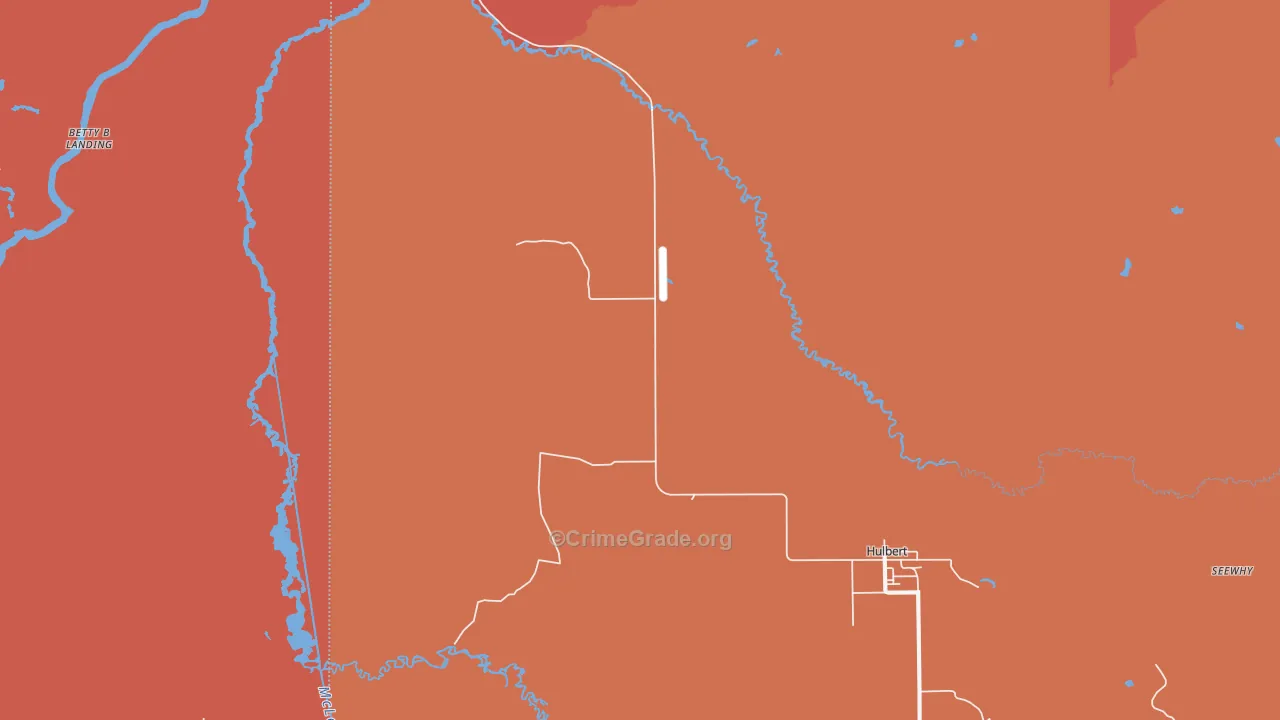 Hulbert, MI Map of Burglary Rates