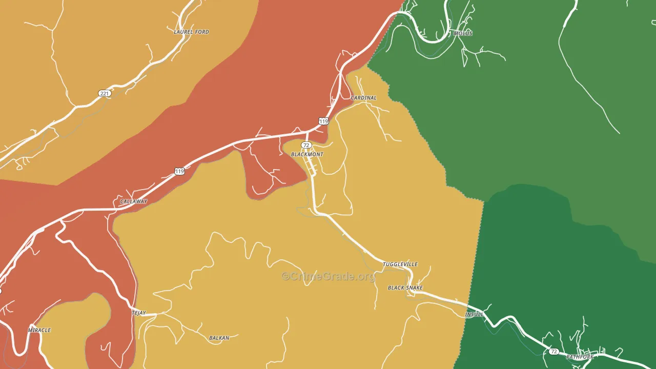 Hulen, KY Map of Burglary Rates