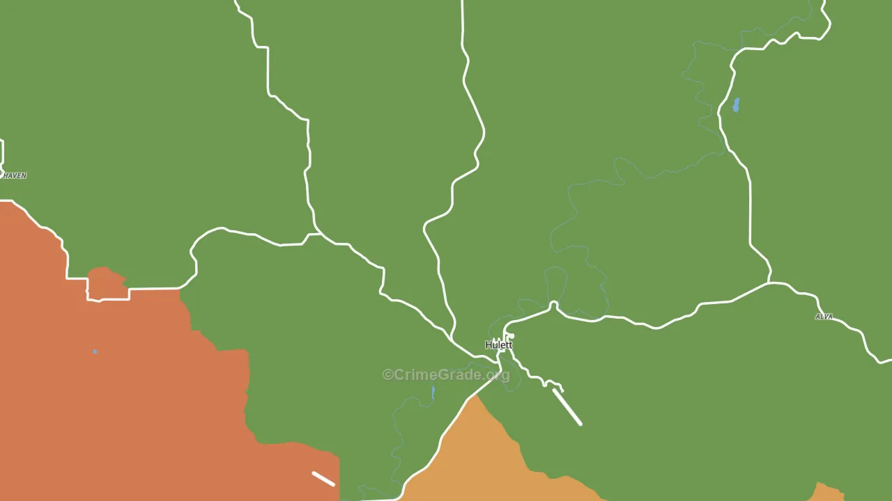 Hulett, WY Map of Burglary Rates