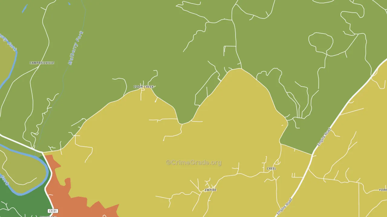 Hull, AL Map of Burglary Rates