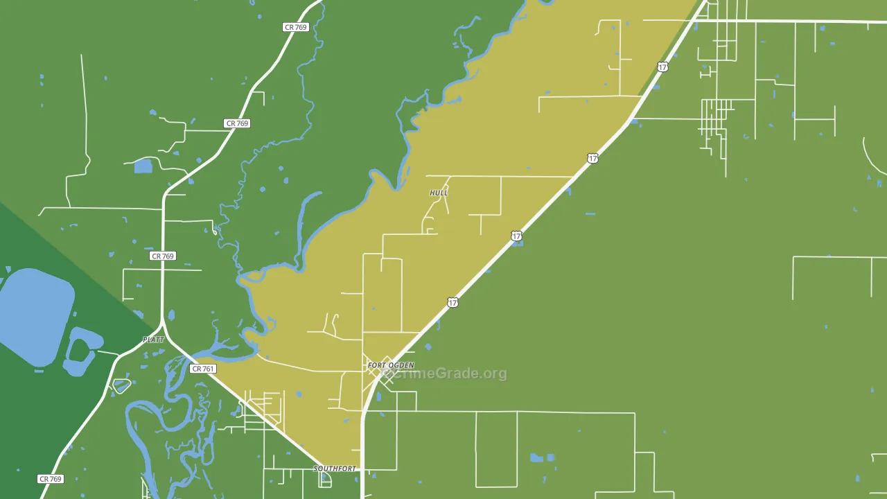 Hull, FL Map of Burglary Rates