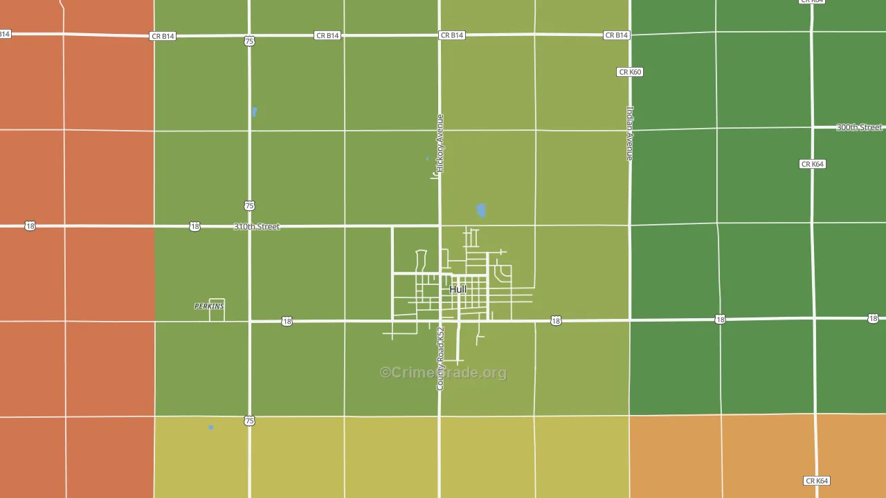 Hull, IA Map of Burglary Rates