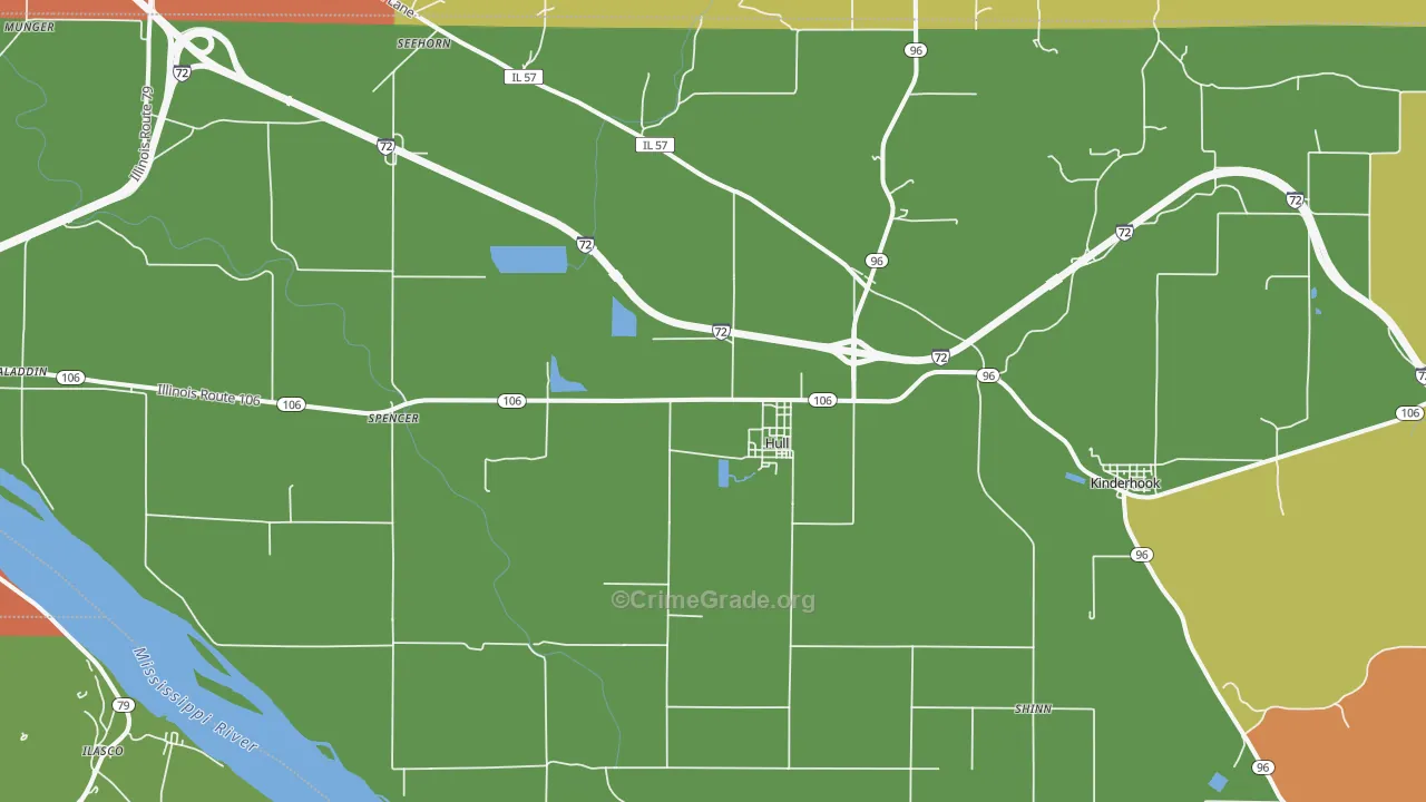Hull, IL Map of Burglary Rates