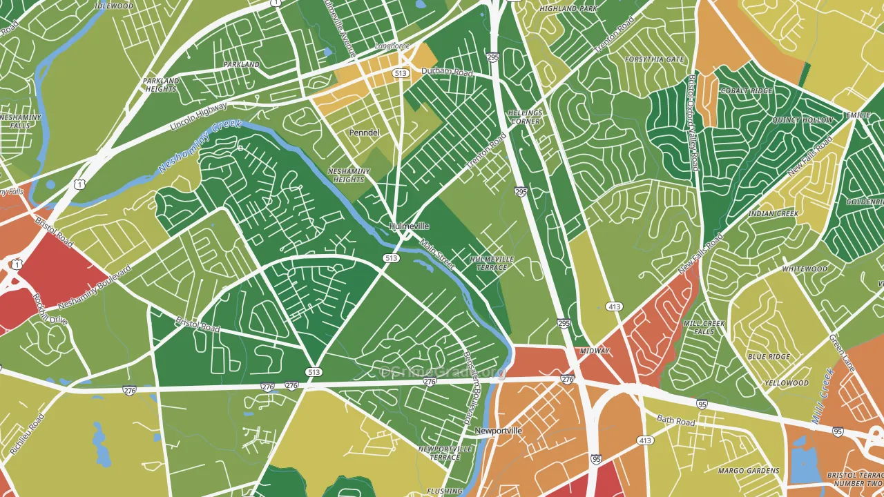 Hulmeville, PA Map of Burglary Rates