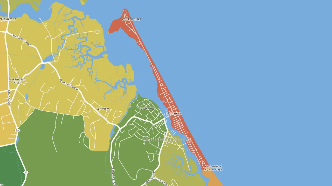 Humarock, MA Map of Burglary Rates