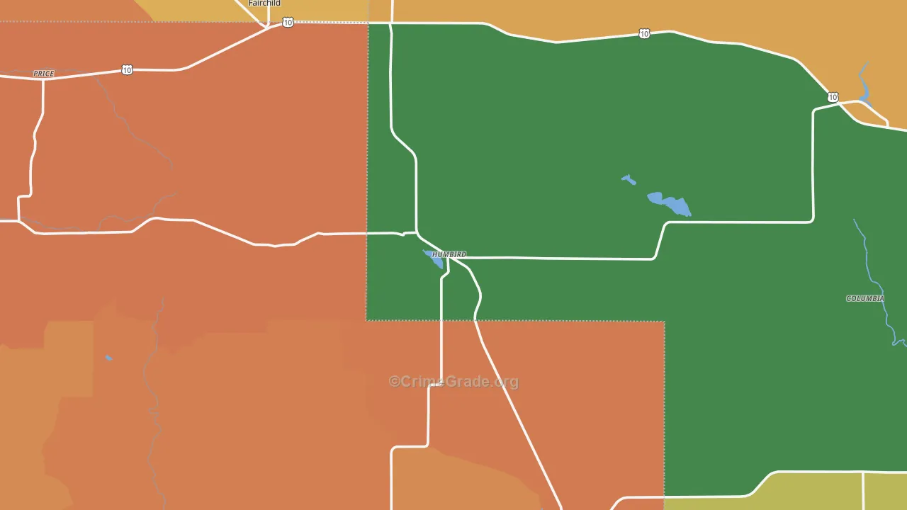 Humbird, WI Map of Burglary Rates