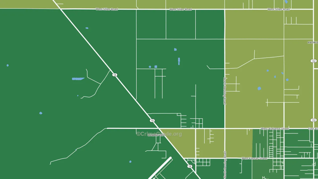 Humble City, NM Map of Burglary Rates