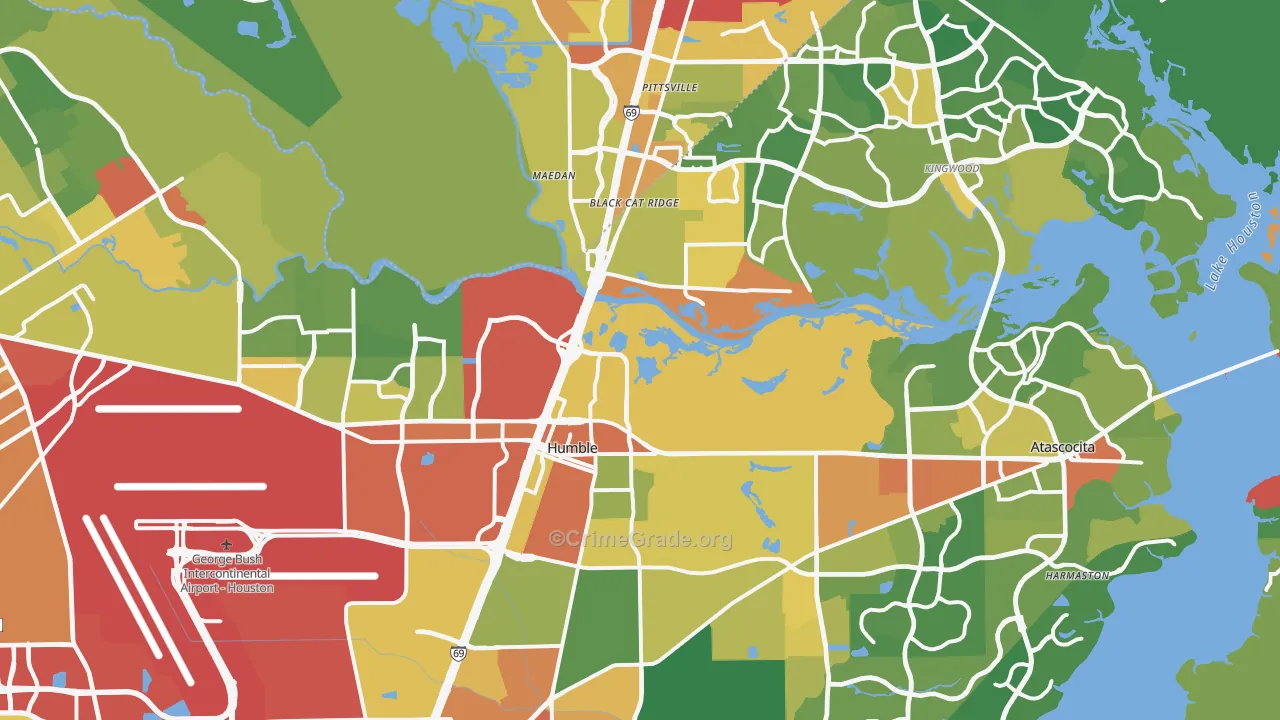 Humble, TX Map of Burglary Rates