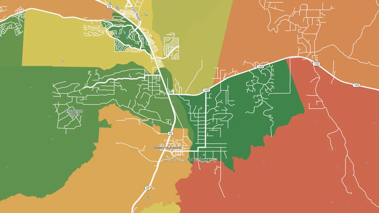 Humboldt, AZ Map of Burglary Rates