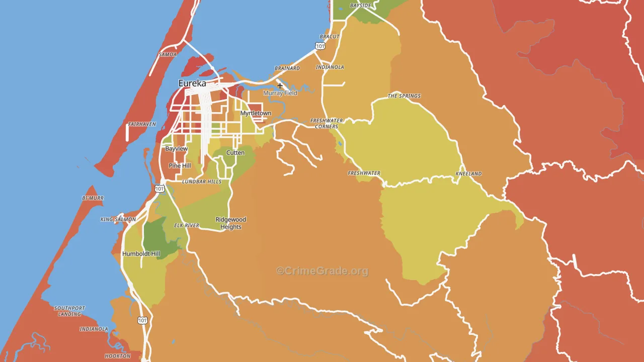 Humboldt County, CA Map of Burglary Rates
