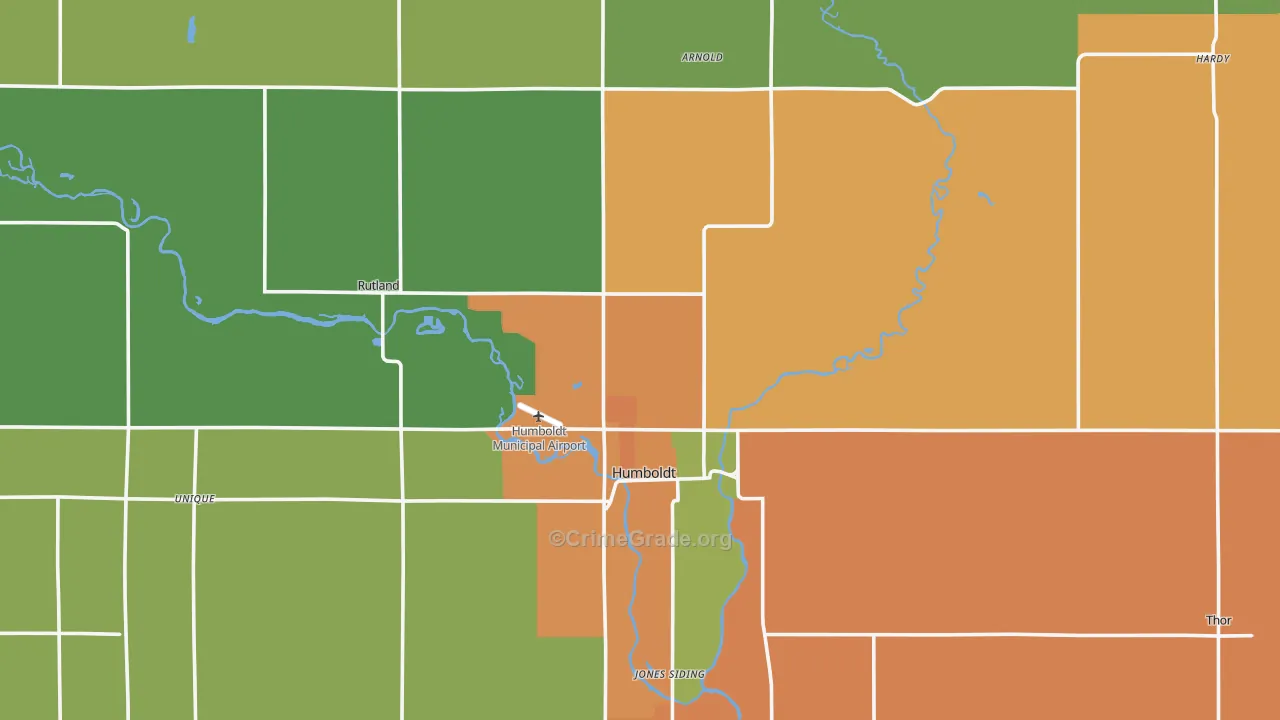 Humboldt County, IA Map of Burglary Rates