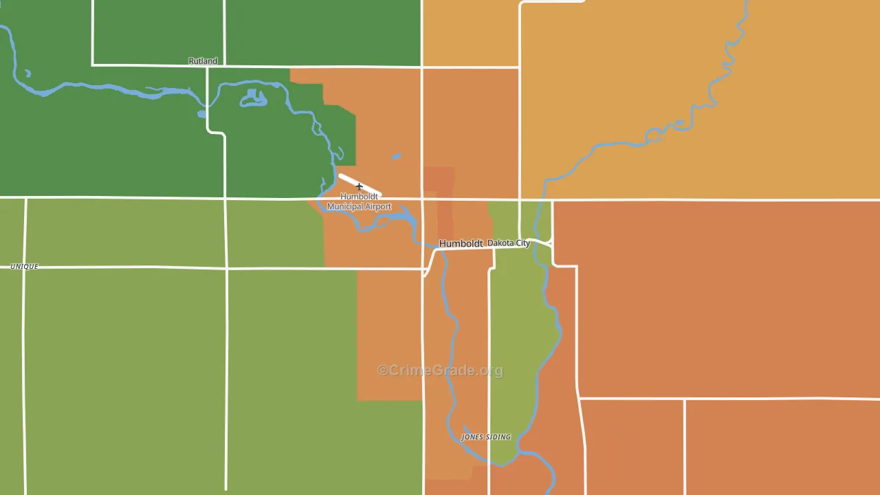Humboldt, IA Map of Burglary Rates