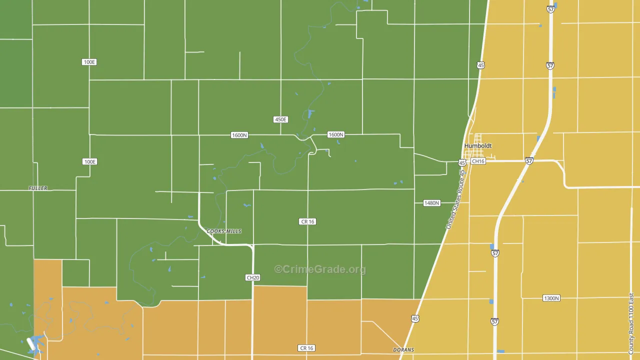 Humboldt, IL Map of Burglary Rates