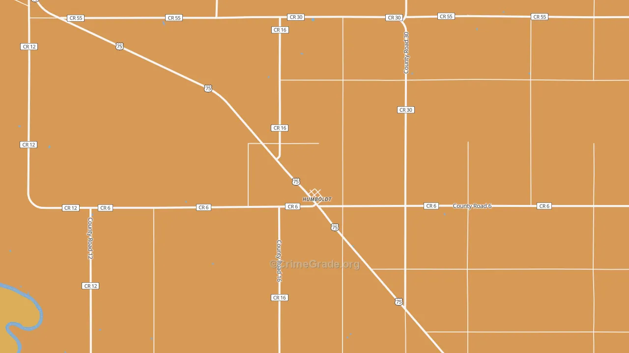 Humboldt, MN Map of Burglary Rates