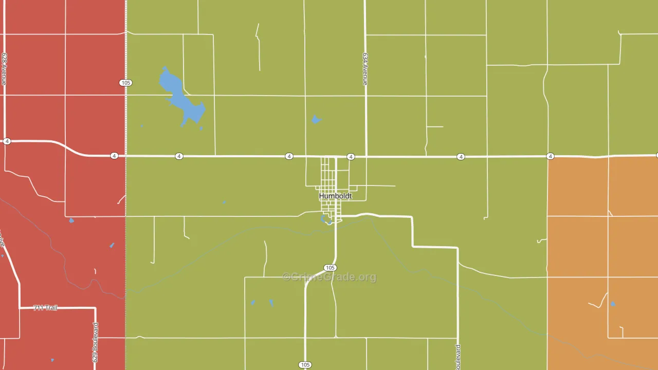 Humboldt, NE Map of Burglary Rates